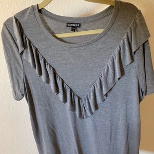 Gray Express Ruffle Top